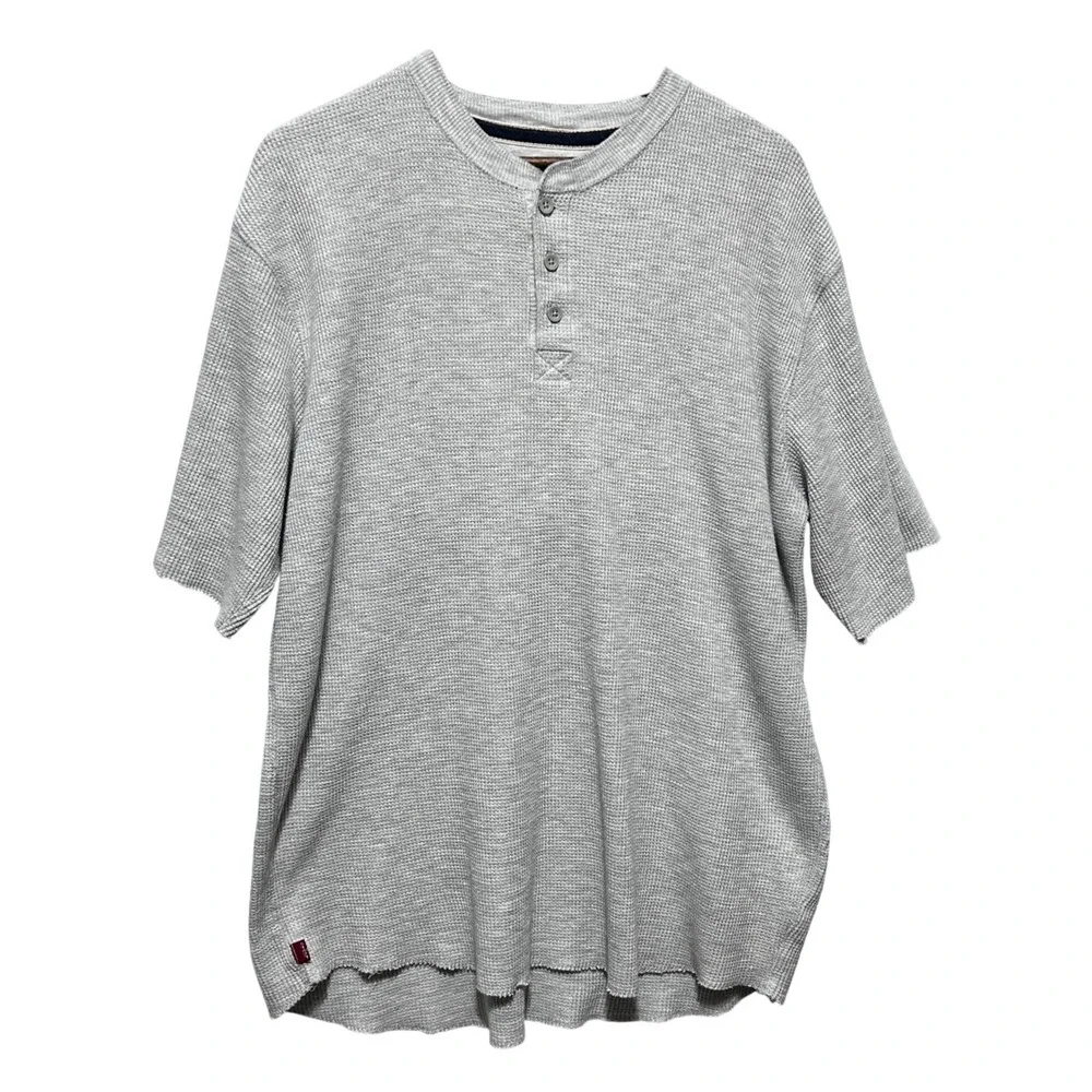Levis Mens Waffle‎ Knit Henley Shirt XXL Gray Thermal Casual Workwear Utility